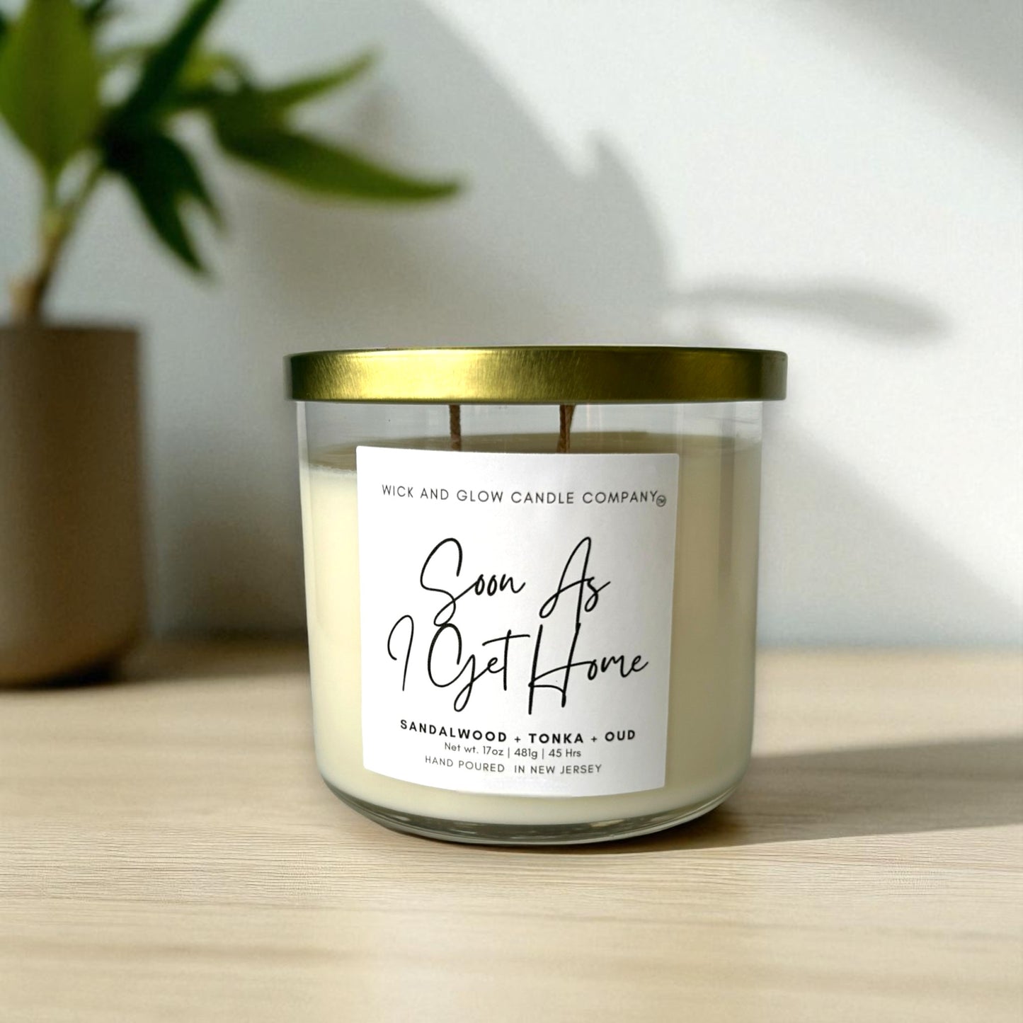 Soon As I Get Home Sandalwood, Tonka and Oud Luxury Scented Candle