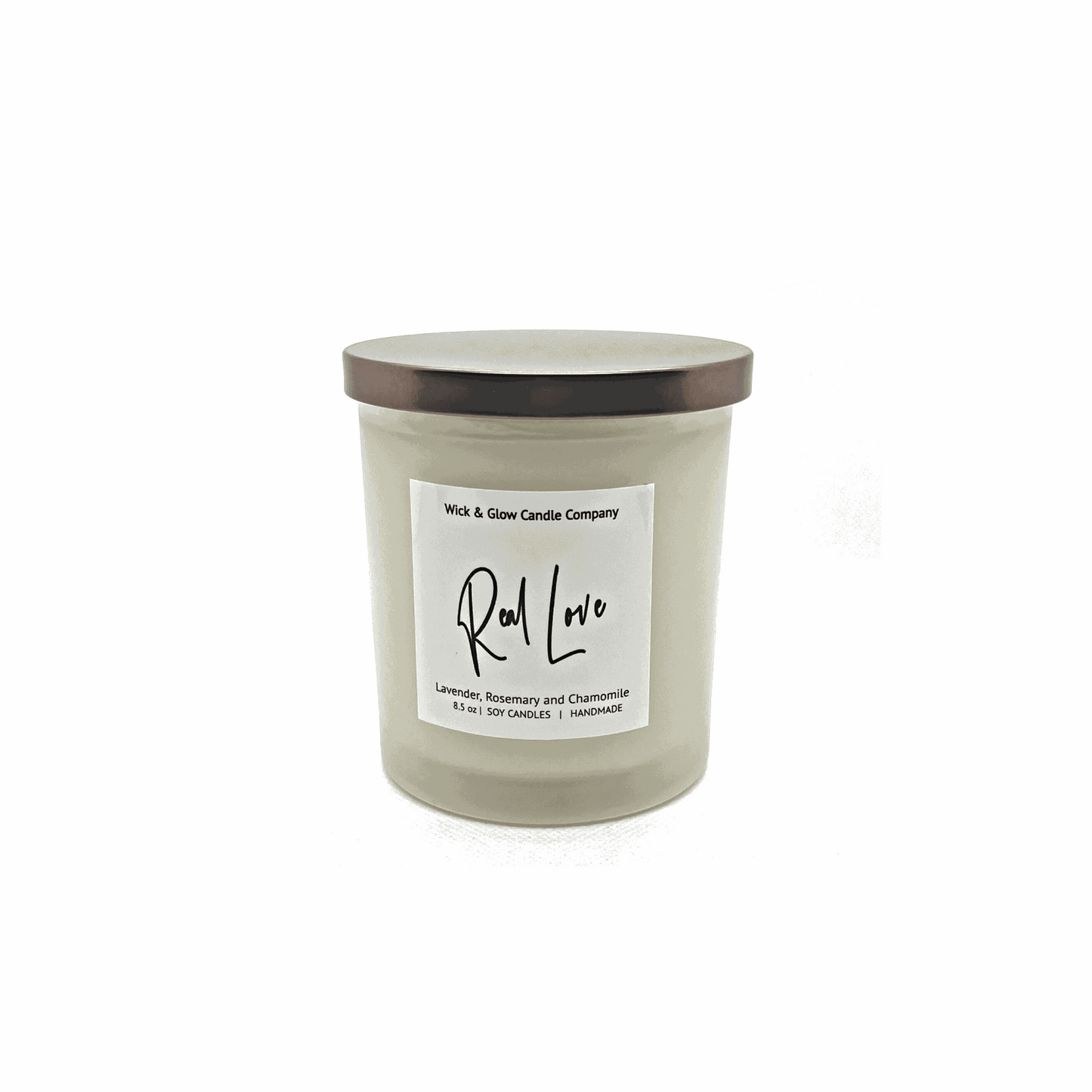 while candle with lavender, rosemary and sage