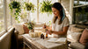 Woman blending essential oils for home scent