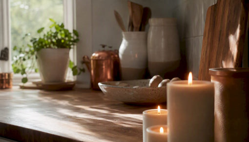 Layered candles creating warm soft lighting