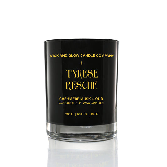 Rescue -Cashmere Musk + Oud Scented Luxury Candle | Tyrese x Wick and Glow