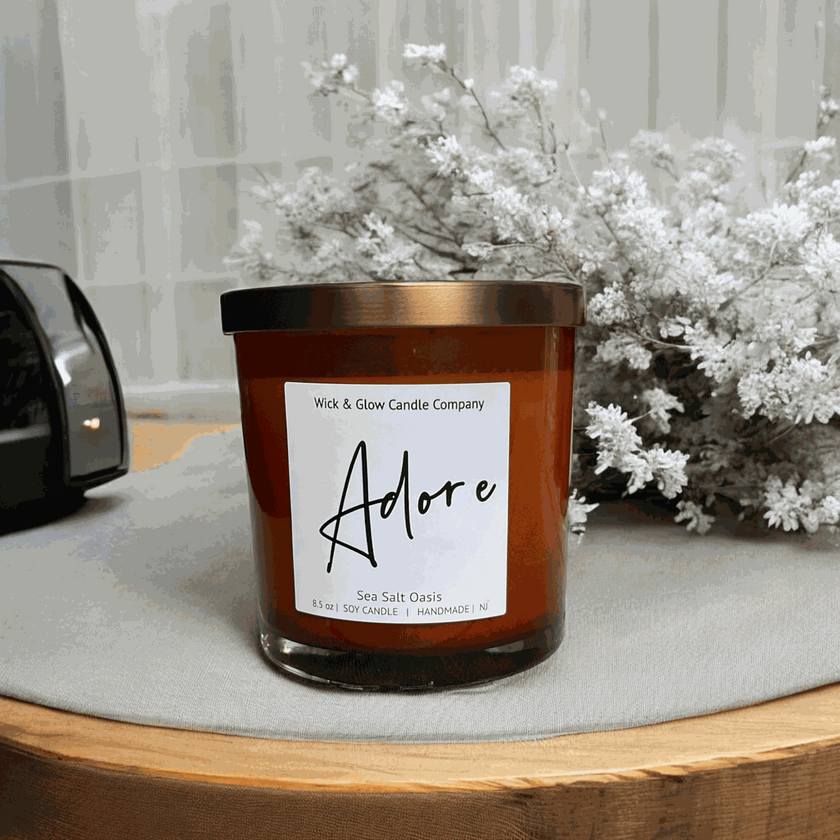 Adore – Sea Salt + Cardamom Luxury Scented Candle - Wick and Glow Candle Company™