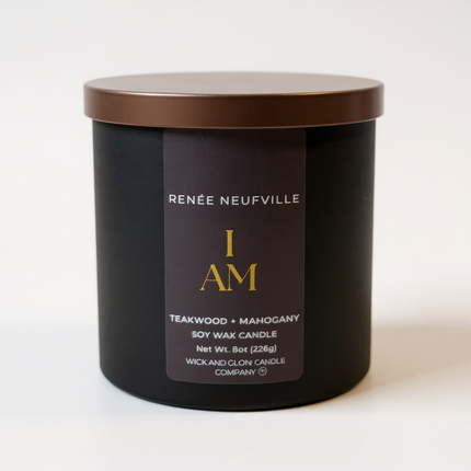 I Am | Luxury Soy Wax Candle – Teakwood & Mahogany | by Renée Neufville × Wick & Glow