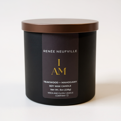 I Am | Luxury Soy Wax Candle – Teakwood & Mahogany | by Renée Neufville × Wick & Glow
