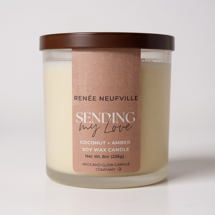 Sending My Love | Luxury Soy Wax Candle – Coconut & Amber | by Renée Neufville × Wick & Glow