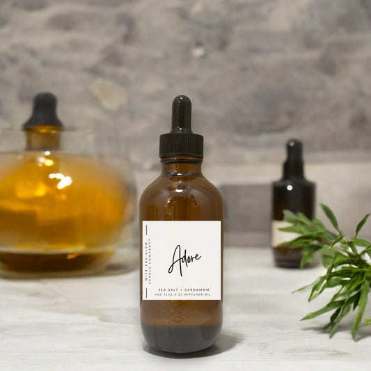 a brown bottle with a dropper and a white Wick and Glow label