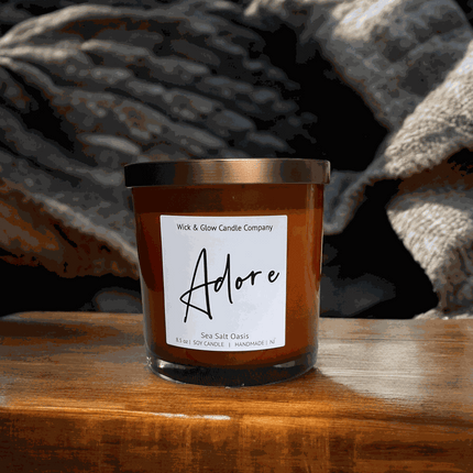 Adore – Sea Salt + Cardamom Luxury Scented Candle - Wick and Glow Candle Company®