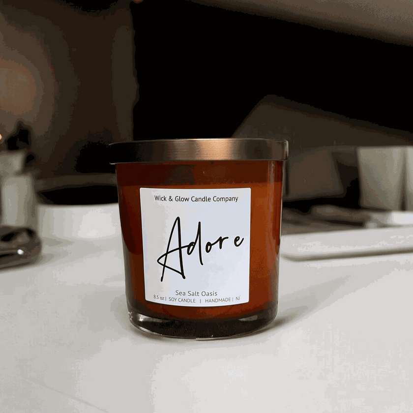 Adore – Sea Salt + Cardamom Luxury Scented Candle - Wick and Glow Candle Company®