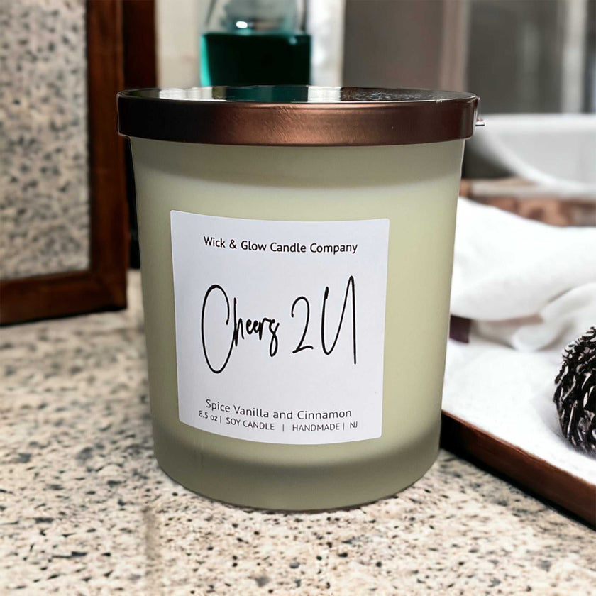Cheers 2 U | Luxury Soy Candle – Cinnamon & Vanilla - Wick and Glow Candle Company®