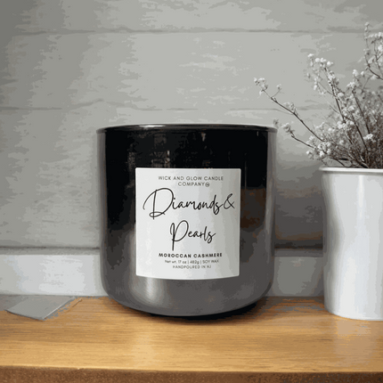 Diamonds & Pearls | Luxury Soy Wax Candle – Moroccan Cashmere - Wick and Glow Candle Company®