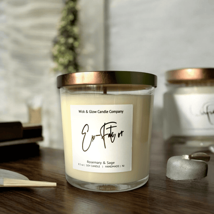 Ex - Factor | Luxury Soy Wax Candle – Rosemary & Sage - Wick and Glow Candle Company®