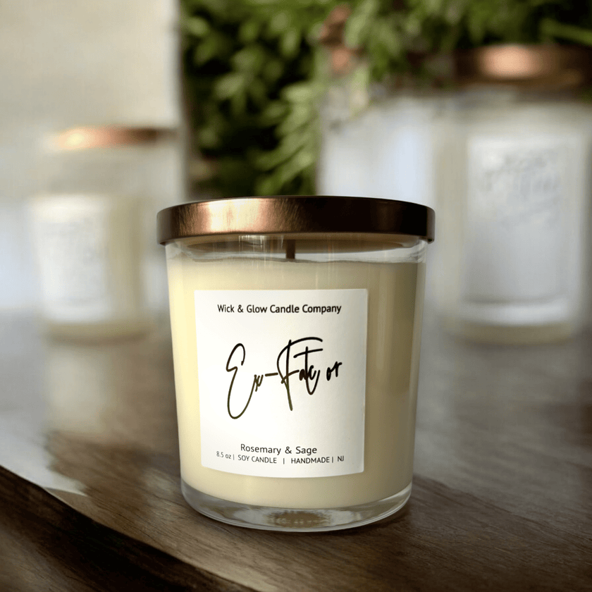 Ex - Factor | Luxury Soy Wax Candle – Rosemary & Sage - Wick and Glow Candle Company®