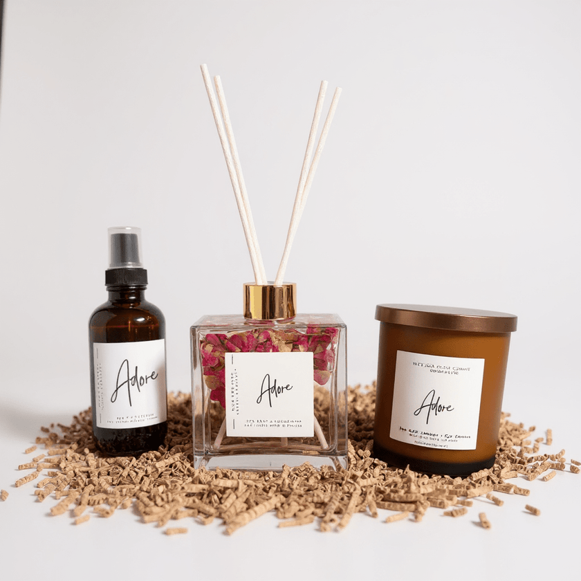 Home Fragrance Scent Bundle: Soy Candle, Reed Diffuser & Room Spray, Choose Your Scent - Wick and Glow Candle Company®