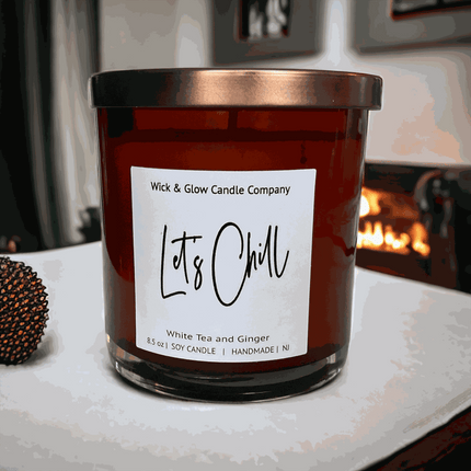 Let’s Chill | Luxury Soy Wax Candle – White Tea & Ginger - Wick and Glow Candle Company®