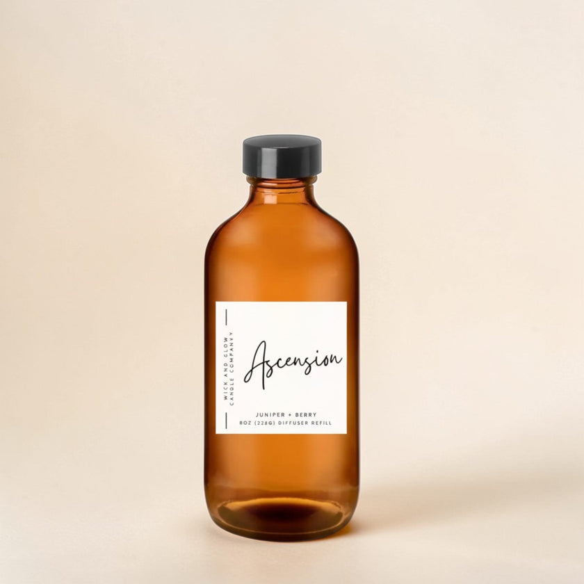 Luxury Reed Diffuser Refill Oil | Phthalate - Free & Vegan | 8 oz - Wick and Glow Candle Company®