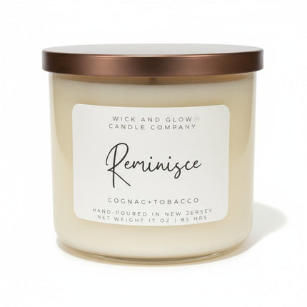 Reminisce | Luxury Soy Wax Candle – Cognac & Tobacco - Wick and Glow Candle Company®