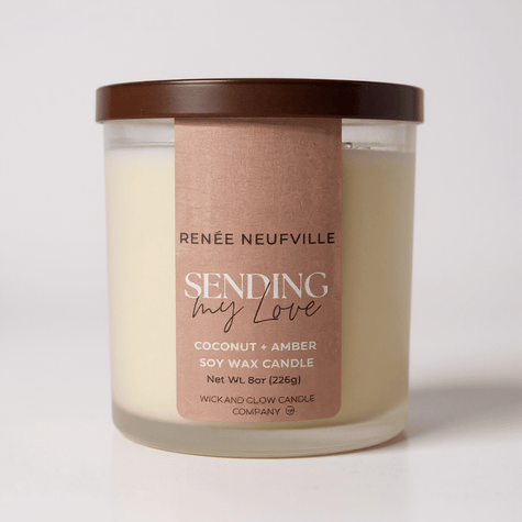 Sending My Love | Luxury Soy Wax Candle – Coconut & Amber | by Renée Neufville × Wick & Glow - Wick and Glow Candle Company®