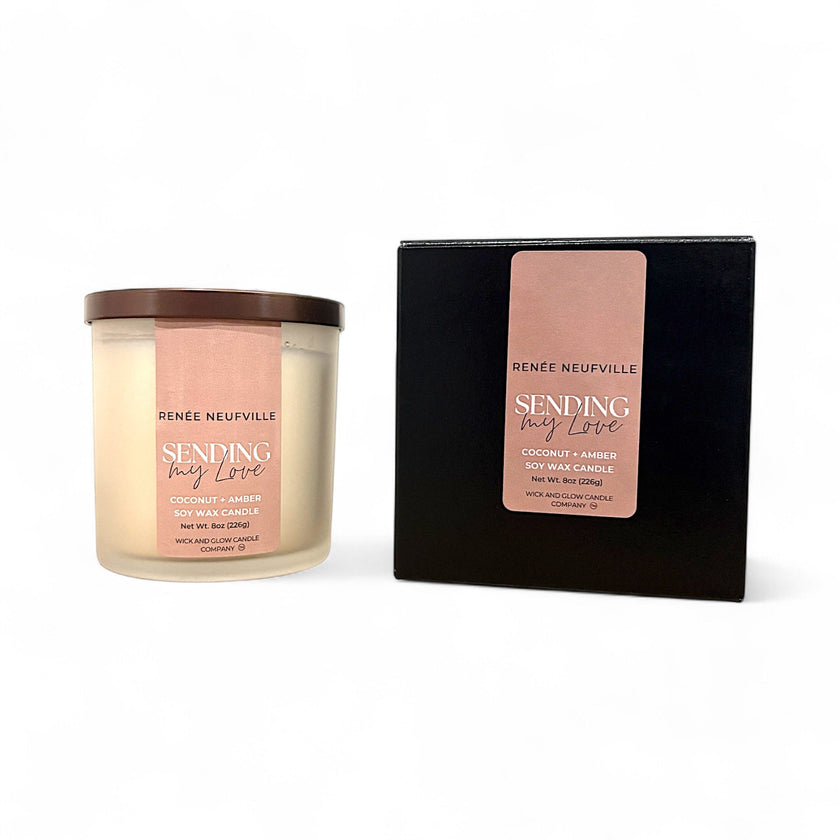 Sending My Love | Luxury Soy Wax Candle – Coconut & Amber | by Renée Neufville × Wick & Glow - Wick and Glow Candle Company®