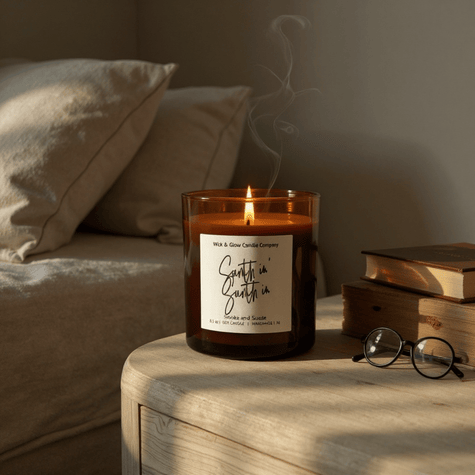 Sumthin, Sumthin | Luxury Soy Wax Candle – Smoke & Suede - Wick and Glow Candle Company®