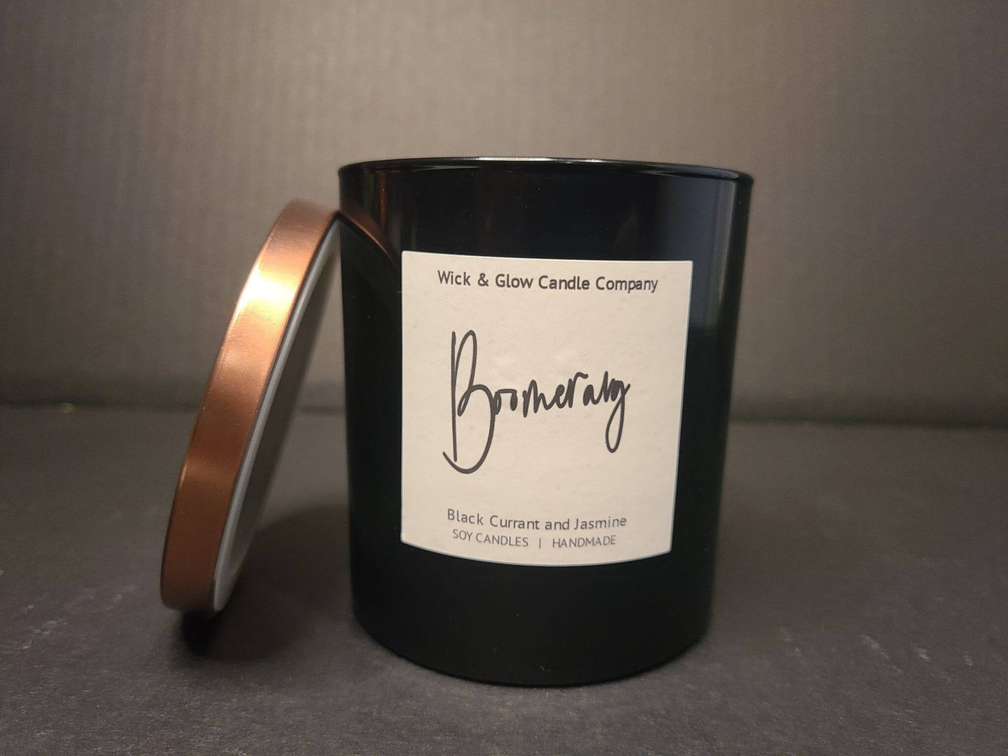 Boomerang- Black Currant and Jasmine Luxury Scented Candle - The Wick and Glow Candle Company