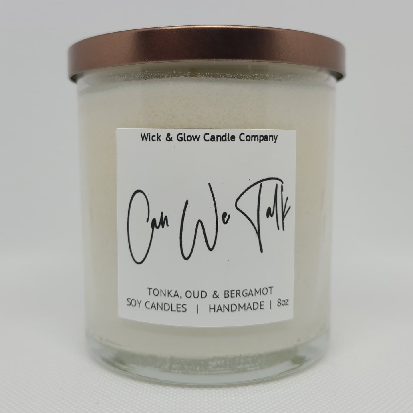 Can We Talk -Tonka and Oud Luxury Scented Candle - The Wick and Glow Candle Company