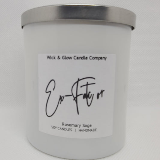 Ex-Factor- Rosemary and Sage Luxury Scented Candle - The Wick and Glow Candle Company