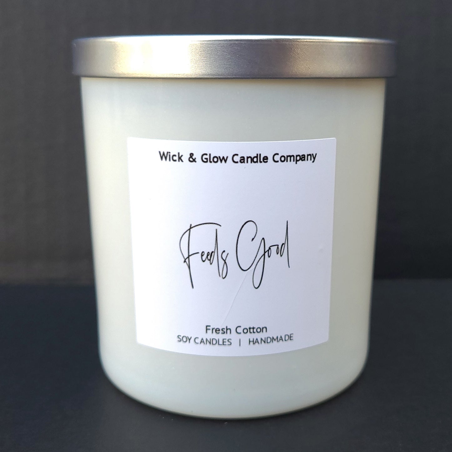 Feels Good- Fresh Linen Luxury Scented Candle - The Wick and Glow Candle Company