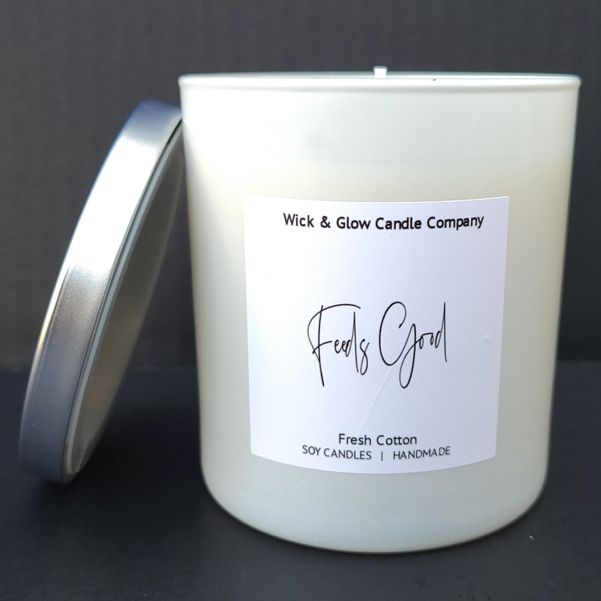 Feels Good- Fresh Linen Luxury Scented Candle - The Wick and Glow Candle Company