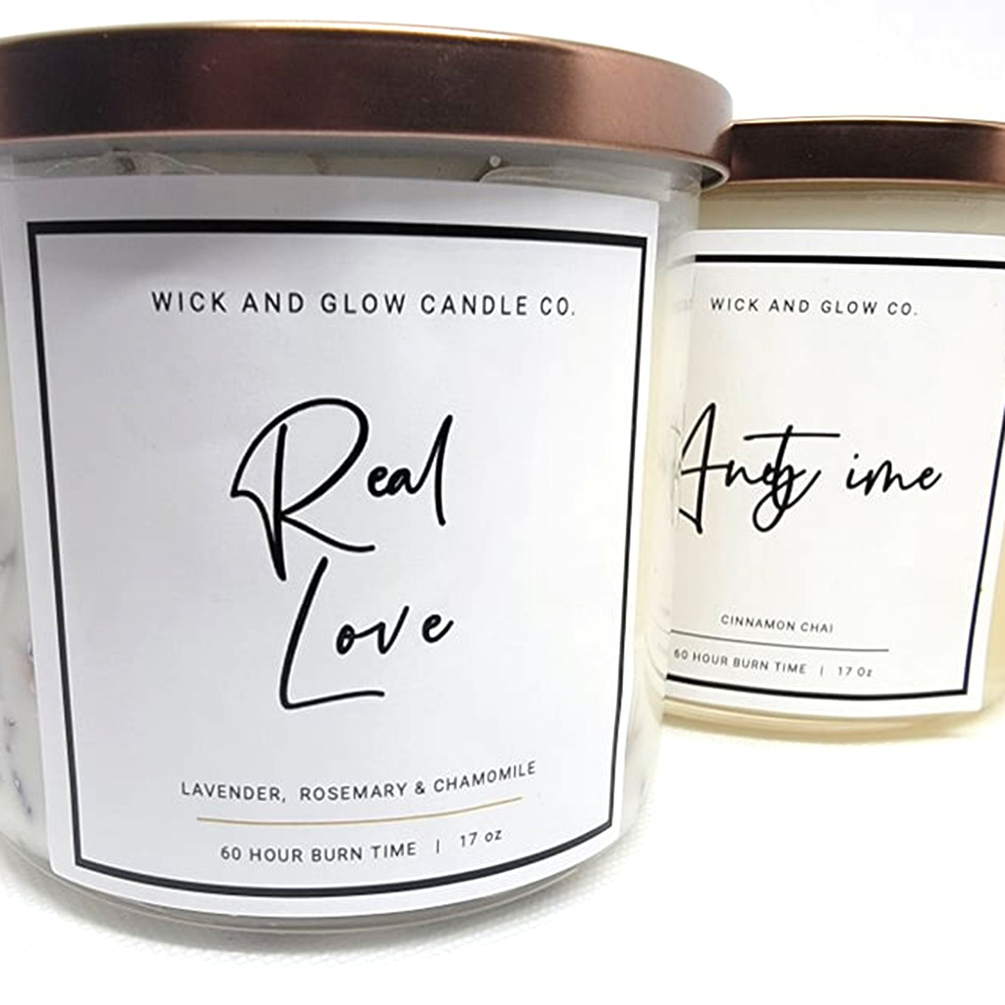 Real Love - Lavender, Rosemary and Chamomile Luxury Scented Candle - The Wick and Glow Candle Company