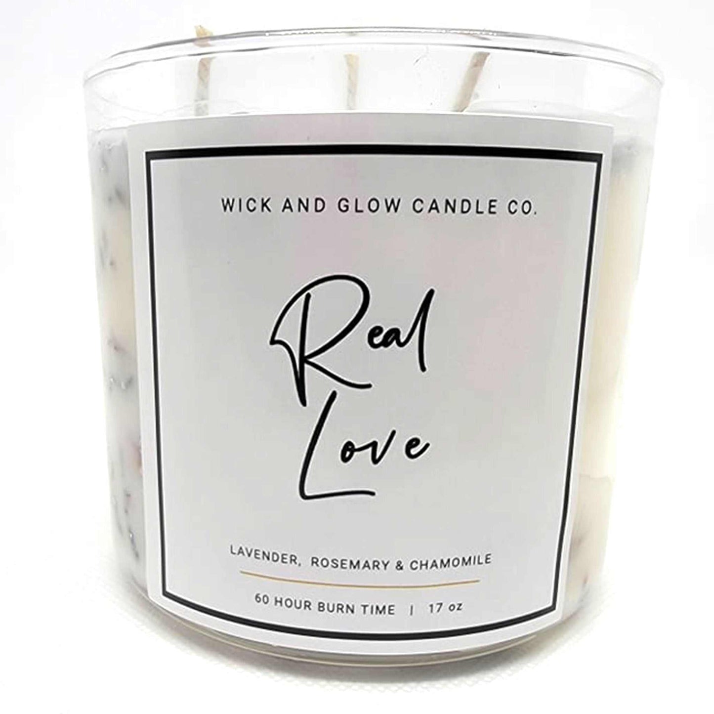 Real Love - Lavender, Rosemary and Chamomile Luxury Scented Candle - The Wick and Glow Candle Company