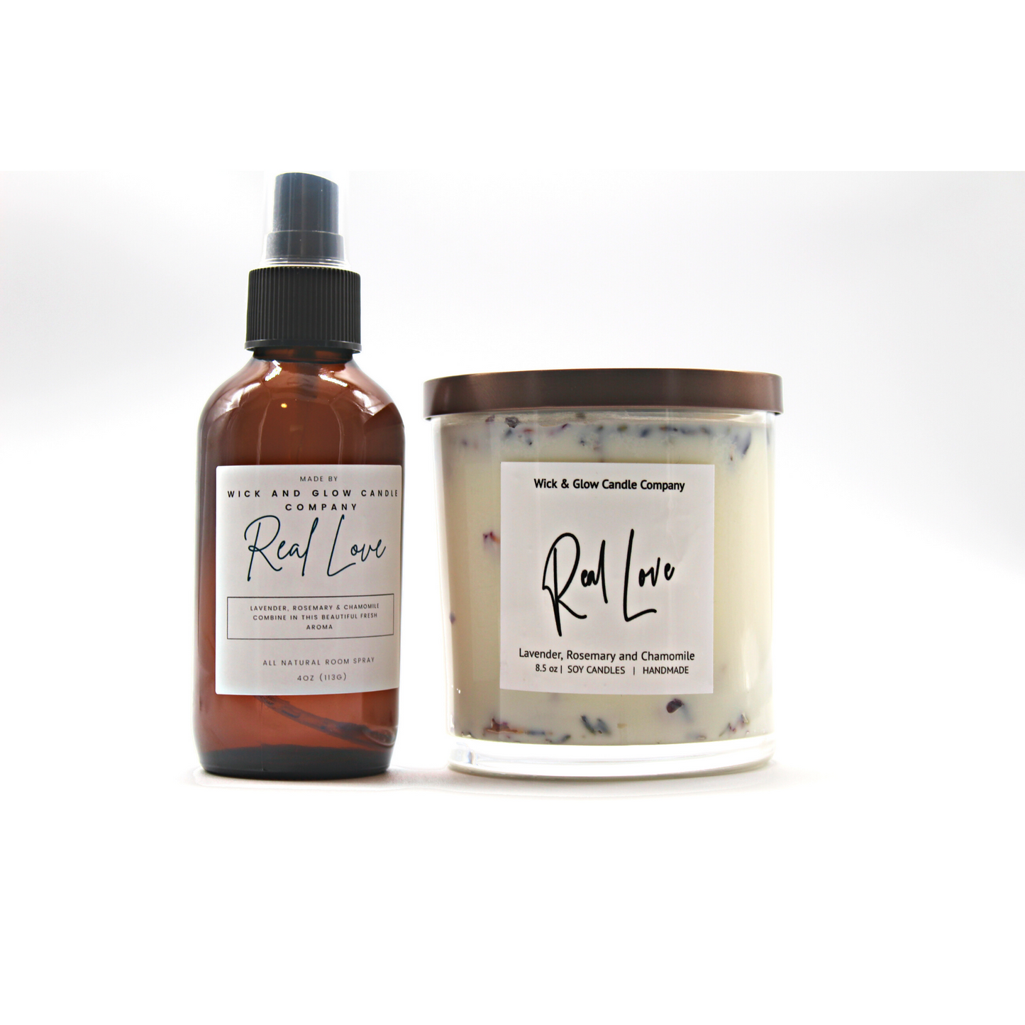 Real Love Bundle-Lavender, Rosemary and Chamomile| Room Spray and Candle