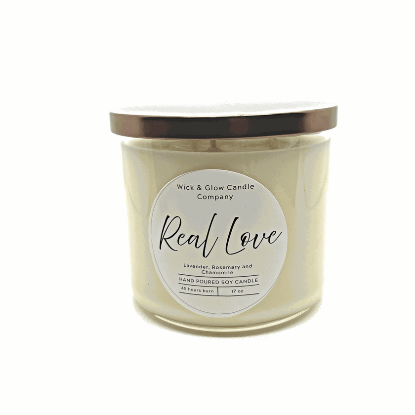 Real Love-3 Wick -Luxury Scented Candle - Wick and Glow Candle Company™